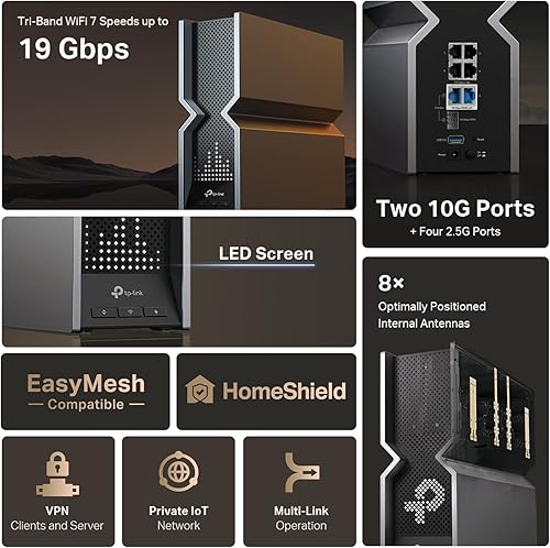 Miniatura 13 de TP-Link Enrutador WiFi 7 Tri-Band BE9300 (Archer BE550) - 6 flujos, puertos completos de 2.5G con 6 antenas internas, hasta 2000 pies cuadrados