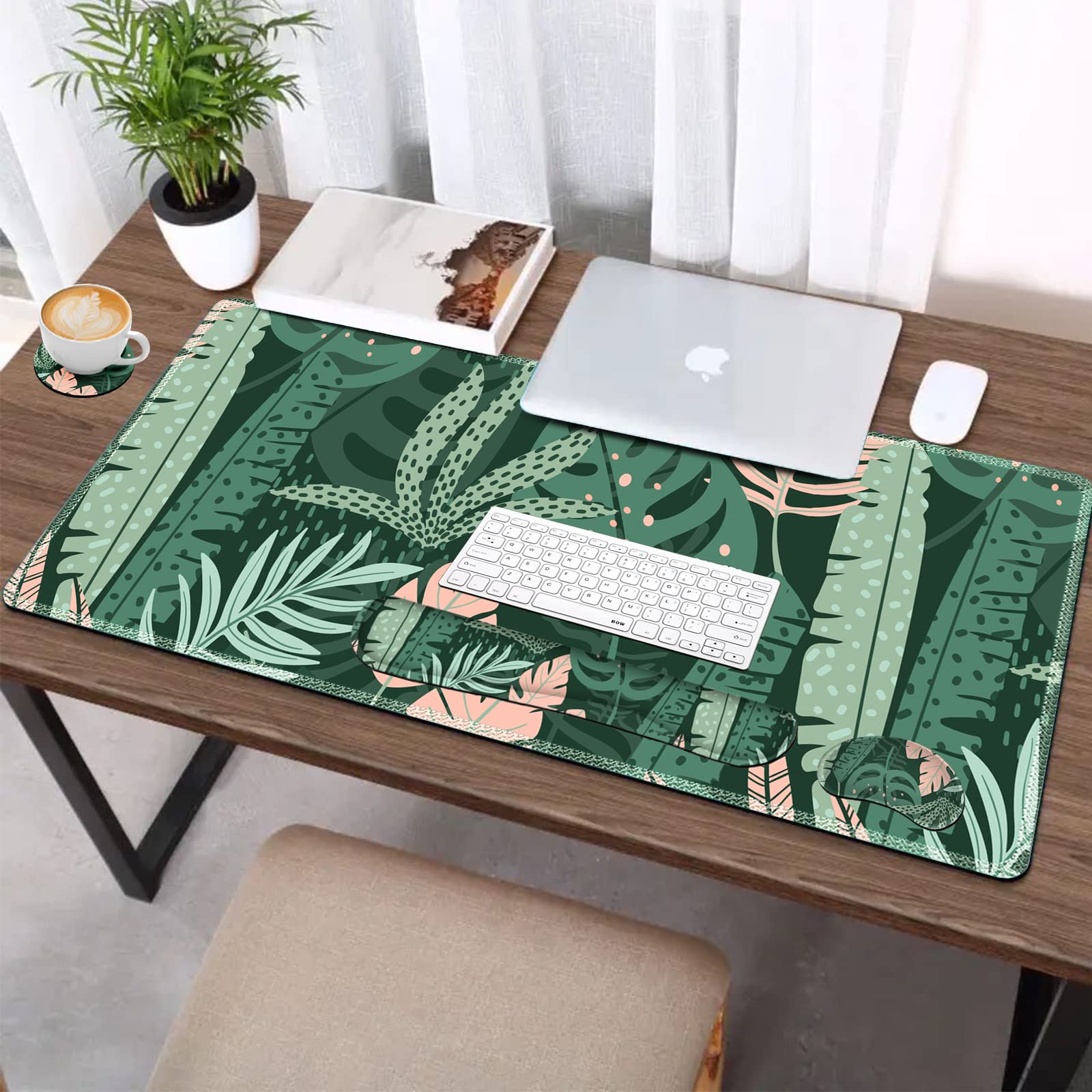 AIMSA Grand tapis de souris de jeu, repose-poignet pour clavier, tapis de souris ergonomique en mousse à mémoire de forme, multifonctionnel, base en caoutchouc antidérapant pour bureau, maison, 88,9 x