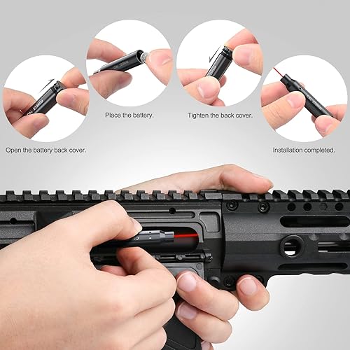 Vista 13 de Feyachi Bore Sight 9MM/223 5.56/12GA Red Dot Laser Zeroing Bore Sighter Pistol Laser Boresighter with 3 Sets Latón