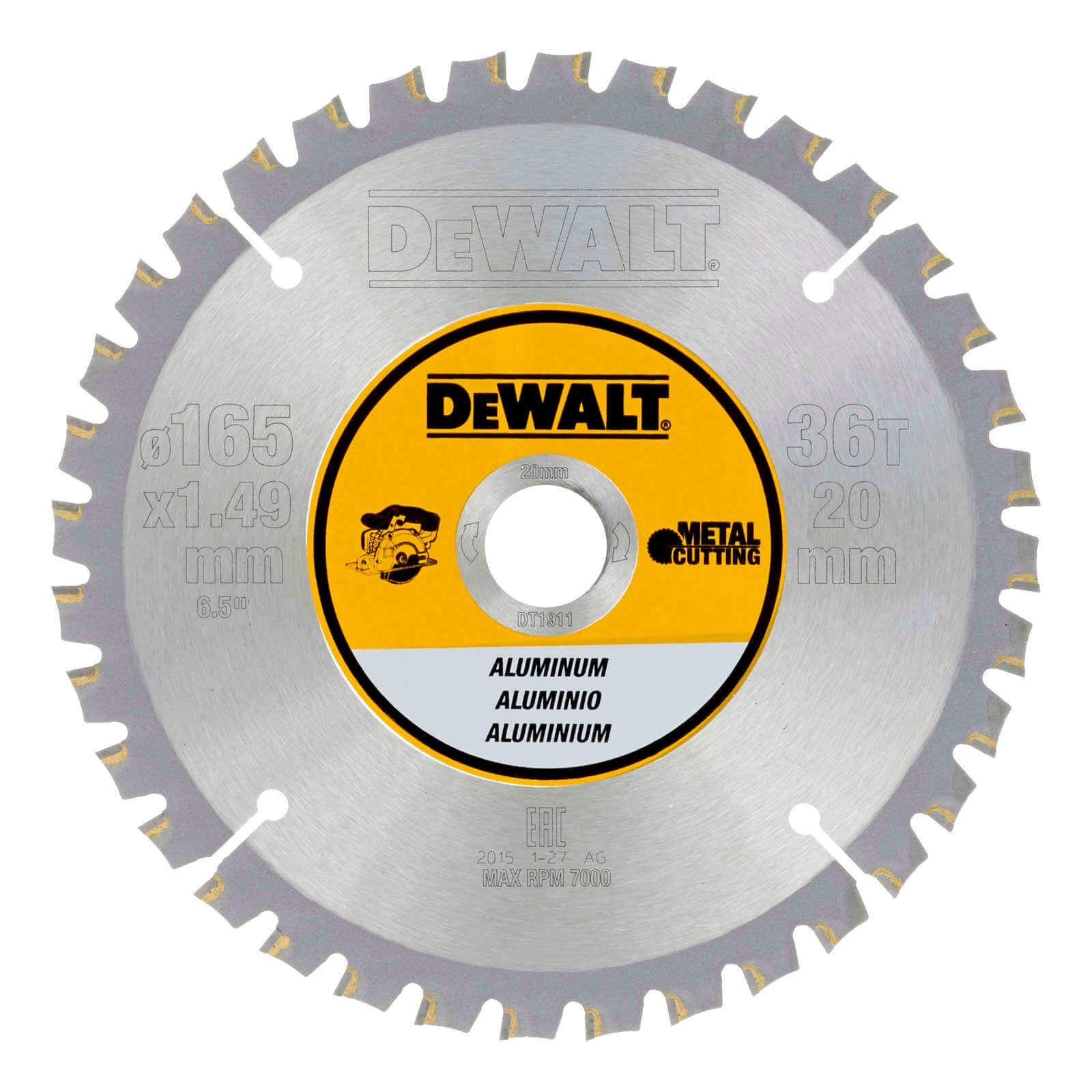 DeWalt Aluminum Cutting Circular Saw Blade 165mm 36T 20mm