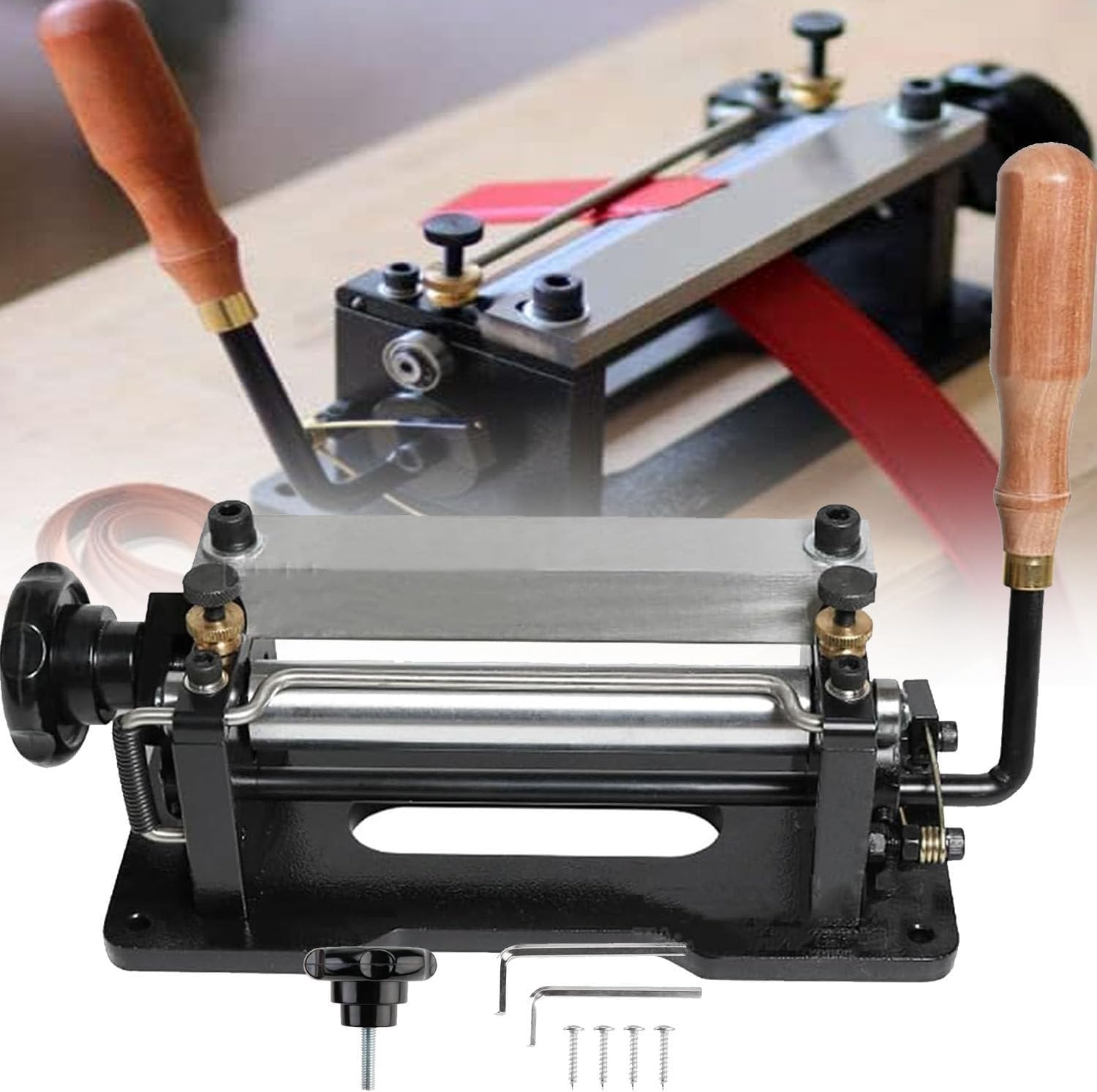 SBCGFY Leather Thinning Machine, Leather Skiver Peeler, Manual Leather Skiver Paring Machine, Width Within 80Mm, For Vegetable Tanned Single Belt