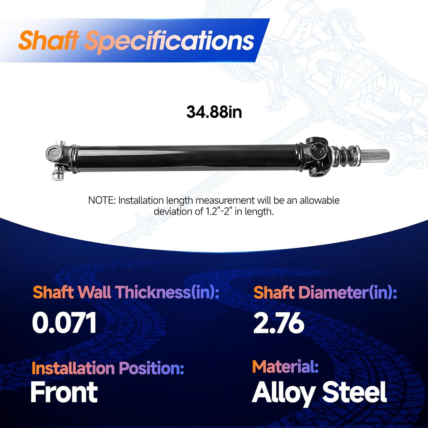 938-075 Front Drive Shaft Prop Shaft Driveshaft Assembly Fit for GMC Sierra 1500 2007-2013, Yukon, Yukon XL 1500 & Cadillac Escalade ESV, Escalade EXT 2007-2014, AWD, OE 651016, 22845693