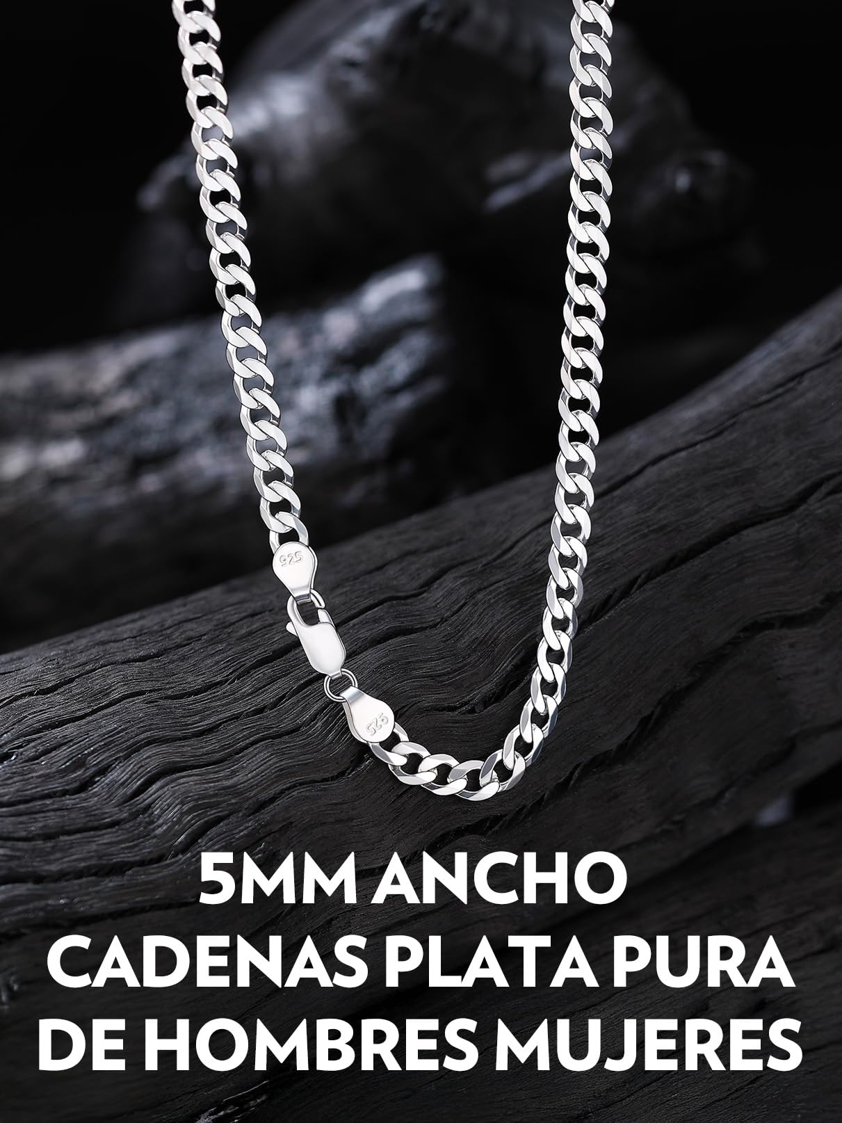 Bandmax Collar Cubano Cadenas Plata Accesorio de Camiseta Suéter, 36 46 51 56 61 66 71cm Largo, Unisexo Collares de Plata No Da Alergia