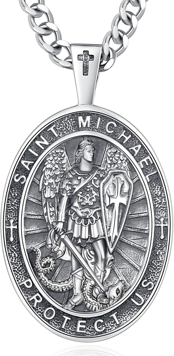 INFUSEU Unique Religious Gifts for Men Women, St. Michael/St. Christopher/St. Benedict/Virgin Mary Pendant Necklaces