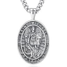 INFUSEU Unique Religious Gifts for Men Women, St. Michael/St. Christopher/St. Benedict/Virgin Mary Pendant Necklaces