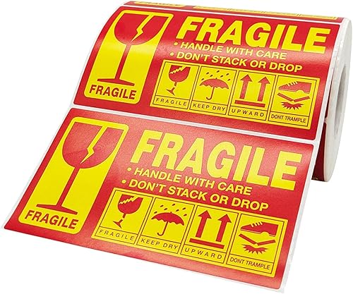 Miniatura 6 de Mango frágil con cinta de embalaje de cuidado, etiqueta adhesiva de advertencia impresa, para caja de envío de precaución, caja de cartón, transporte