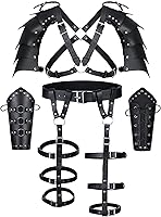 Vista 2 de Polainas de cuero sintético de caballero medieval, corsé, chal renacentista, capa de hombro, bufanda, accesorios