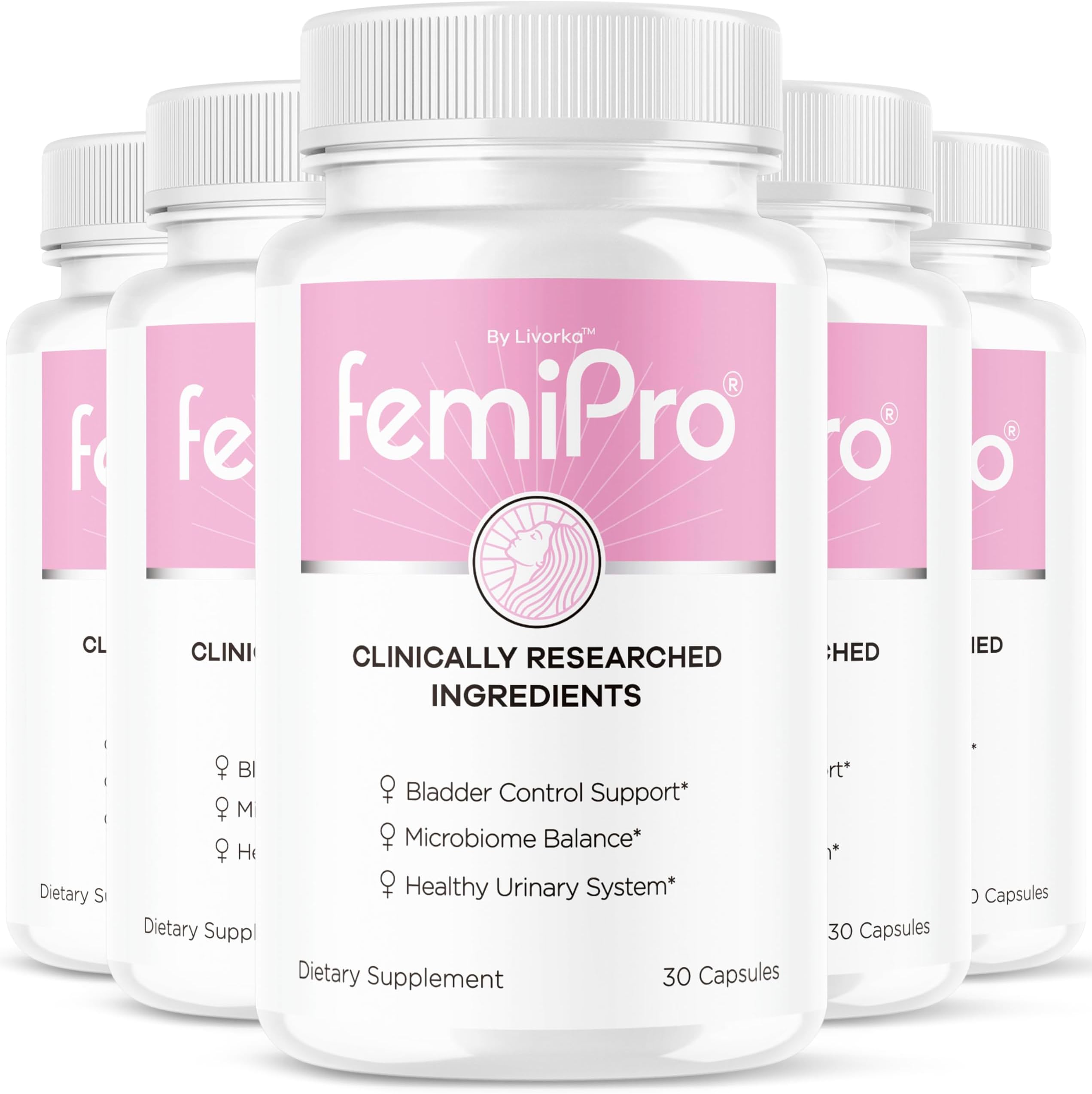 (5 Pack) FemiPro Bladder Control Pills - Original FemiPro Capsules, Femi Pro Bladder Control Support Supplement, Probitic FemiPro Pills for Overall Health and Wellness Reviews, 150 Capsules 5 Months