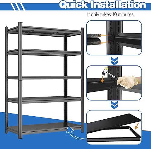Miniatura 8 de Estantería de garaje de 3800 libras, estantes de almacenamiento de metal ajustables de 5 niveles, estantes de almacenamiento de garaje, resistentes