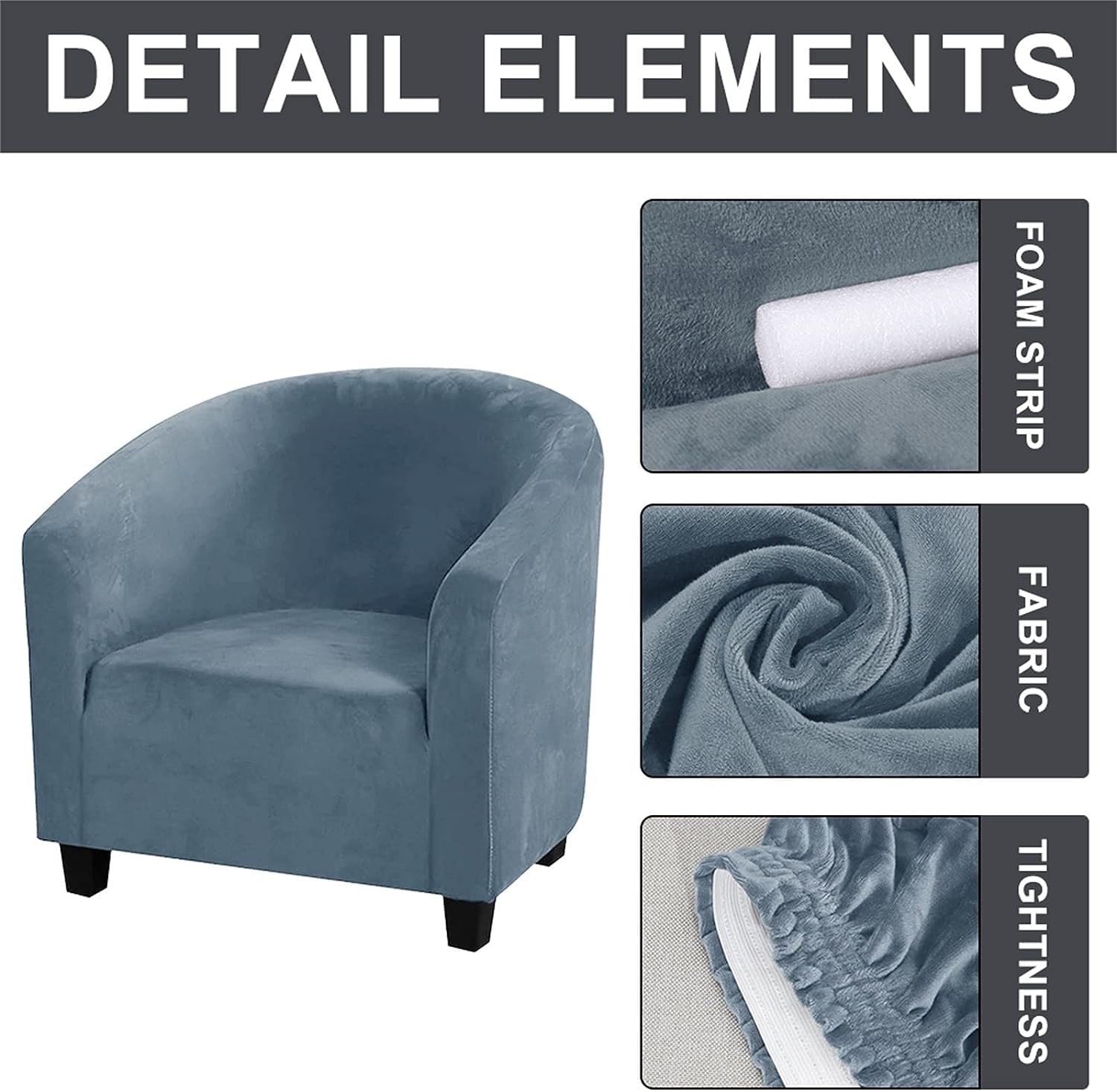 EURHOWING Velvet Tub Chair Slipcover - Image 2