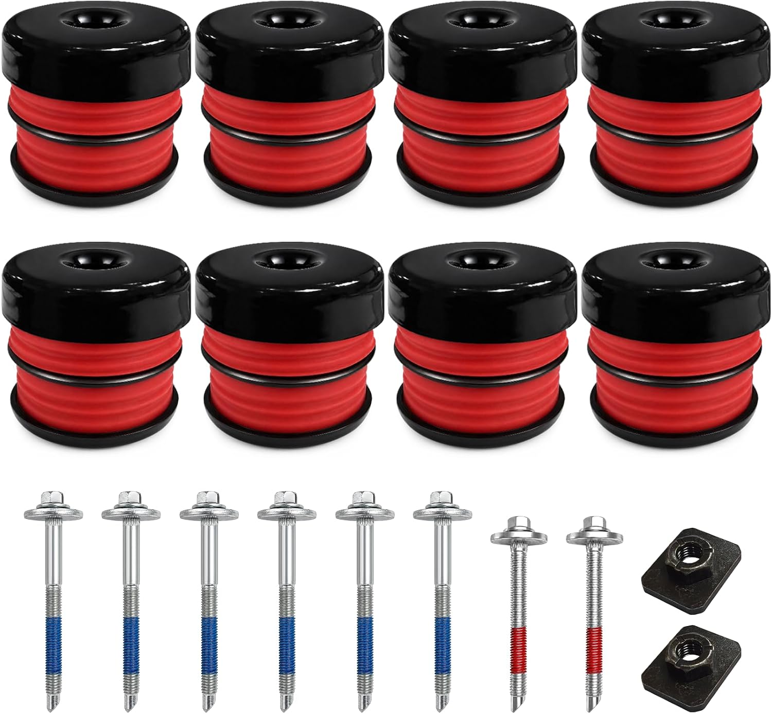 Body Mount Bushing Kit, Body Mounts Compatible with Ford F250 F350 2008-2016 Crew Cab 4WD 2WD, Heavy Duty Silicone Cab Mount Bushings Reduce Noise & Vibration, Improve Ride Comfort, 8-Piece Set Red