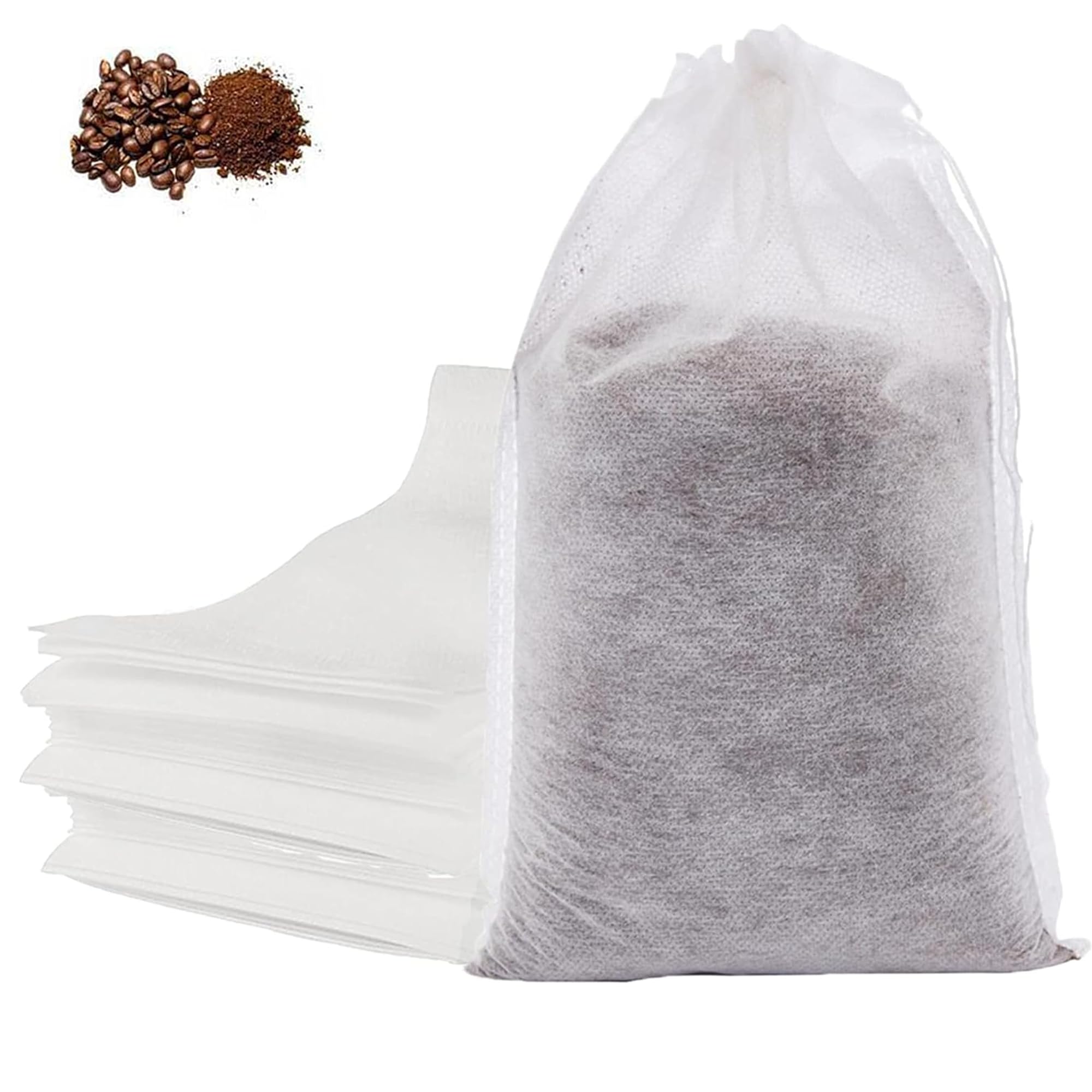 No Mess Cold Brew Bags, Cold Brew Coffee Filters 8”x 12” Disposable French Press Filter Bags Fine Mesh Brewing Bags with Drawstring for Iced Coffee Maker Hot Tea in Mason Jar or Pitcher