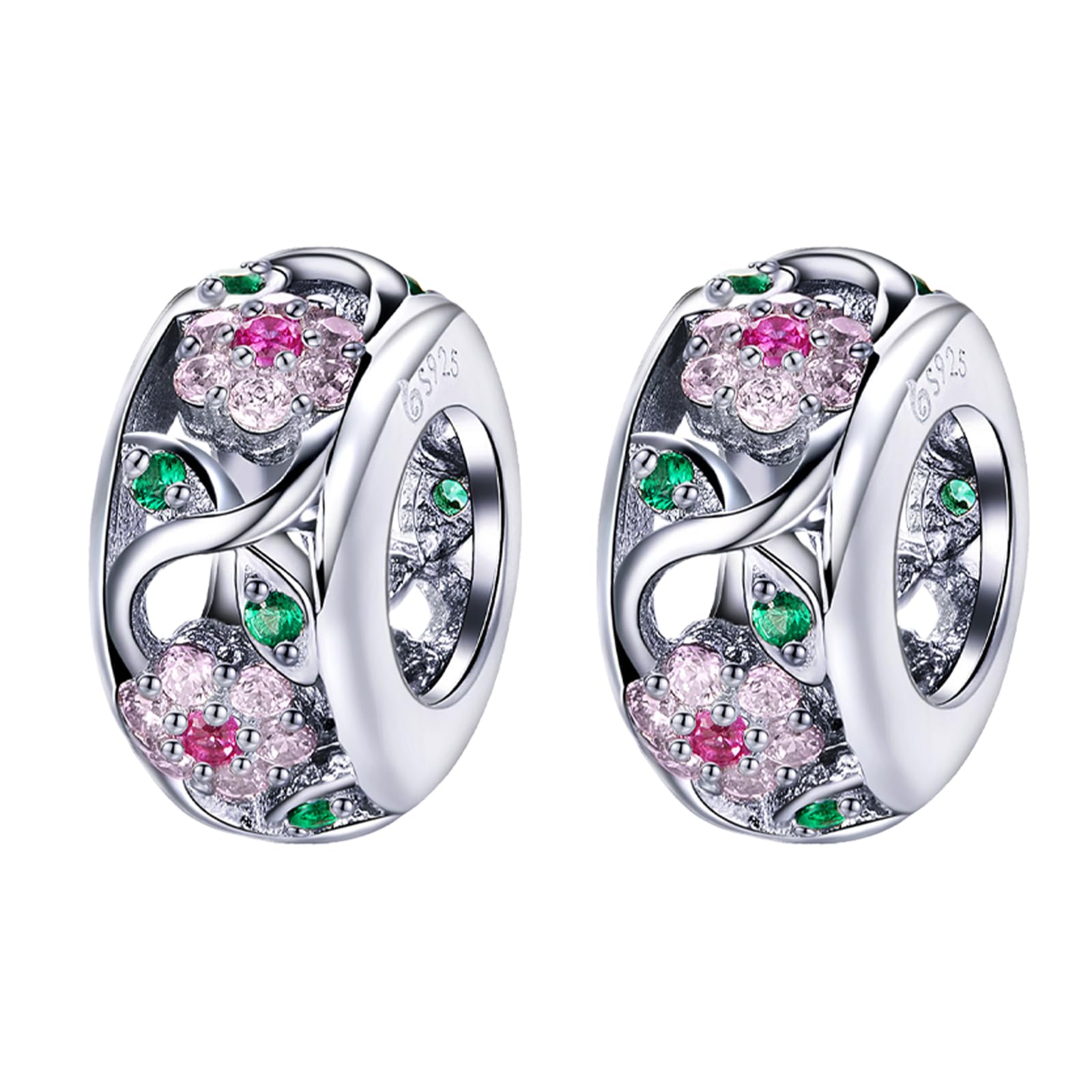 Annmors 925 Sterling Silver Clips Distanziatore Catena di Sicurezza Ferma Ciondoli Ciondolo in Vetro di Murano per Donna Bracciale Collana Gioielli Regalo