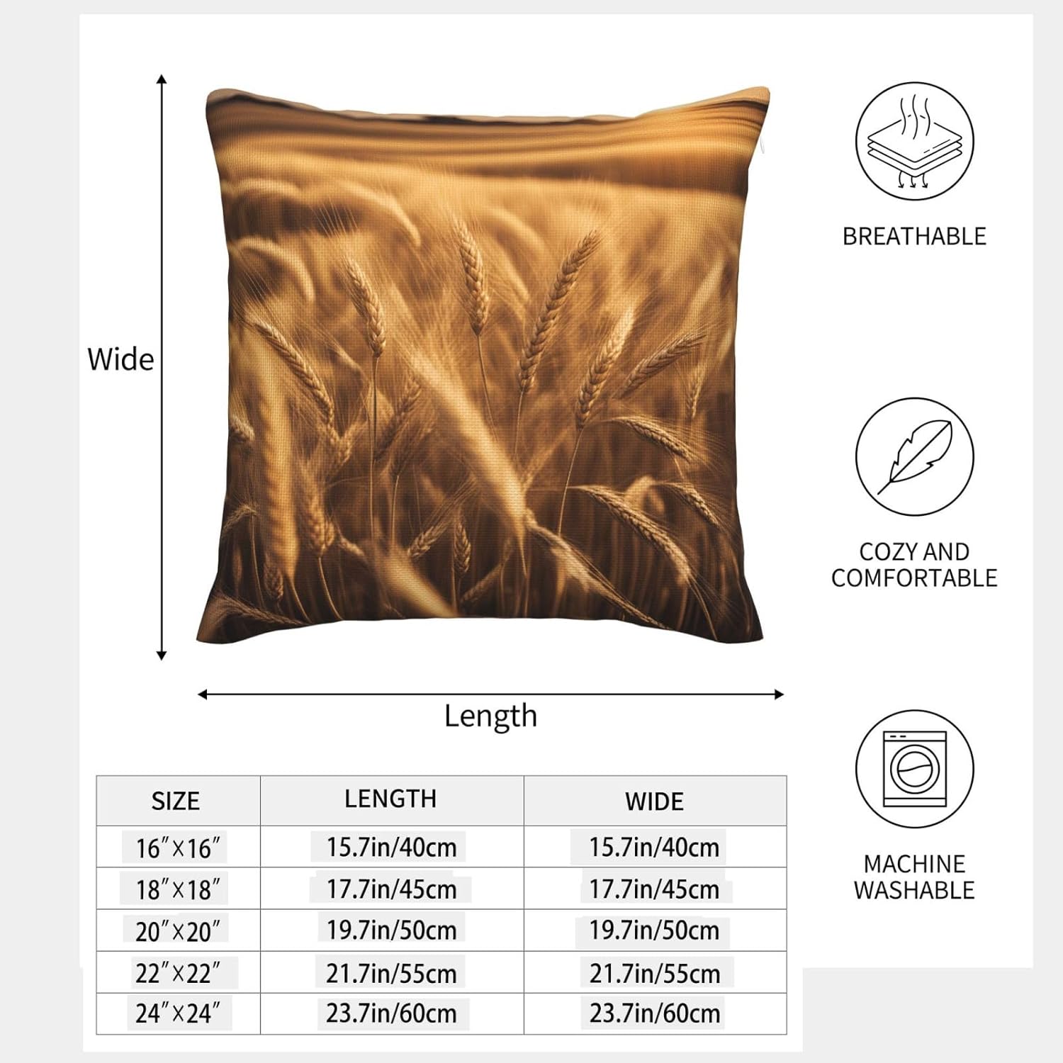 Wheat Field Imitation Linen Pillowcase -2 Sets, Fashionable Home Decoration, Used for Sofas, Gardens, beds