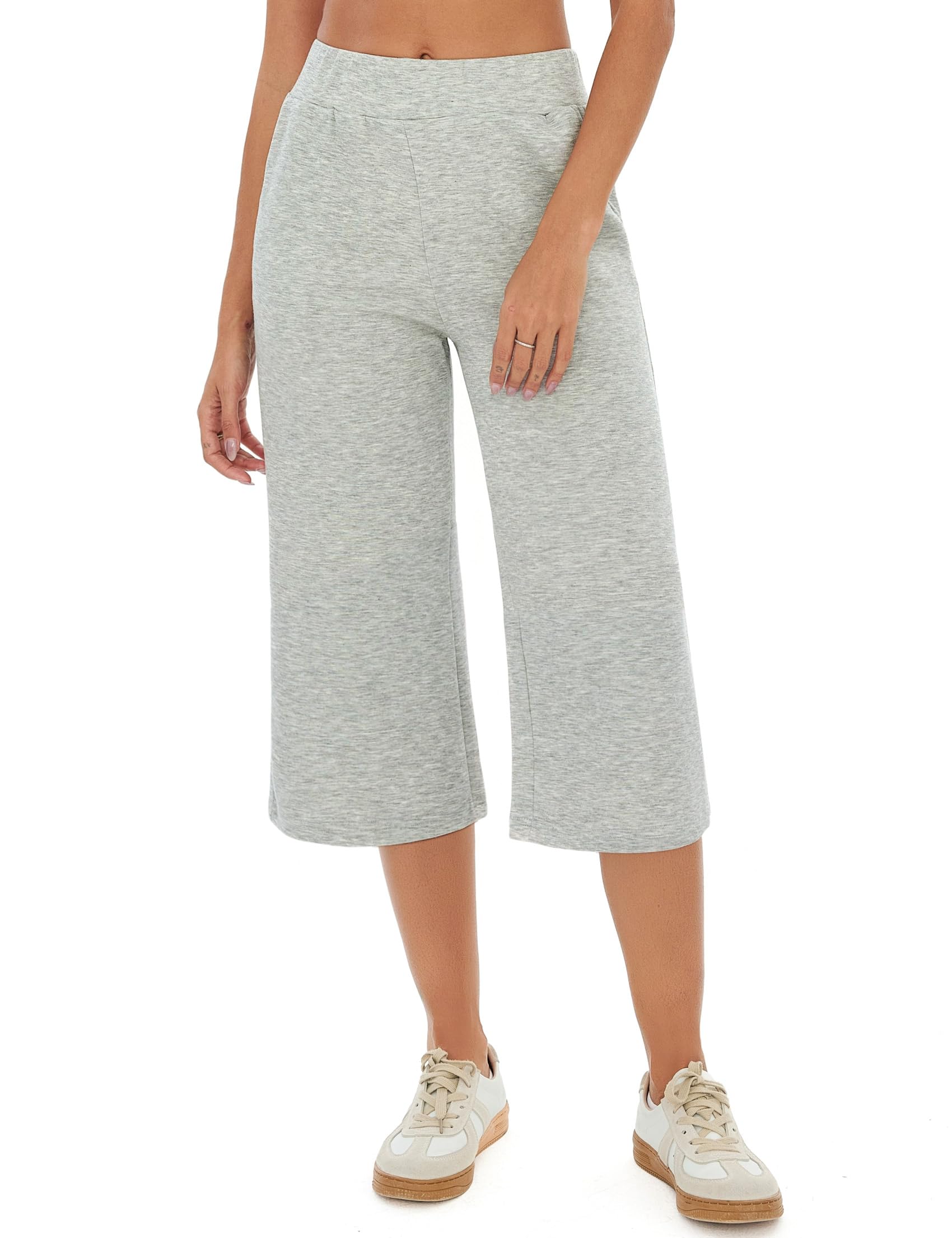 Crewhpo Pantalones Chándal Mujer 3/4 Capri Pantalón Verano Pantalones Deportivos con Bolsillos Cintura Alta Elástica Pantalon para Yoga Fitness Correr Jogging — view 7