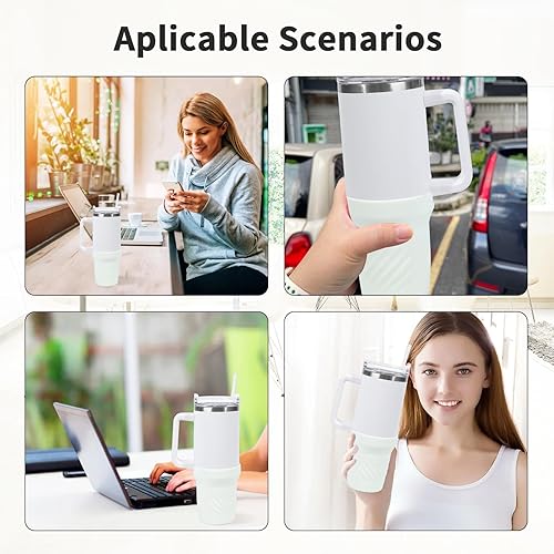 Miniatura 6 de Botas de silicona para Stanley Cup de 40 onzas, funda de bota beige para Stanley H2.0 y accesorios de vaso de aventura Quencher (crema, 40 onzas)