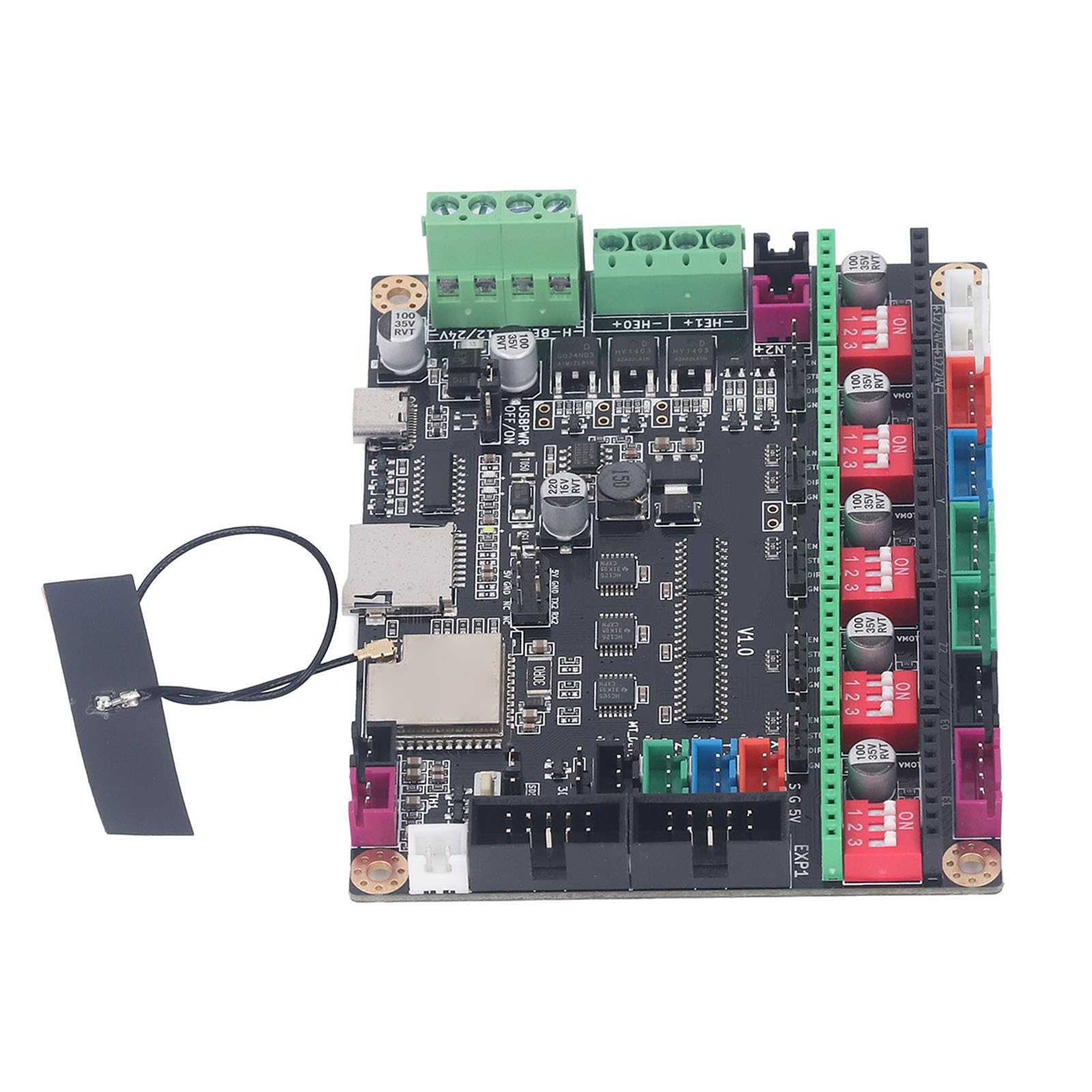 3D-Drucker-Steuerplatine Wifi für MKS TinyBee V1.0 Motherboard 5 Stück TMC2209 Schrittmotortreiber mit Kühlkörper 3D-Drucker-Motherboard Wifi DC1224V Unterstützt LCD