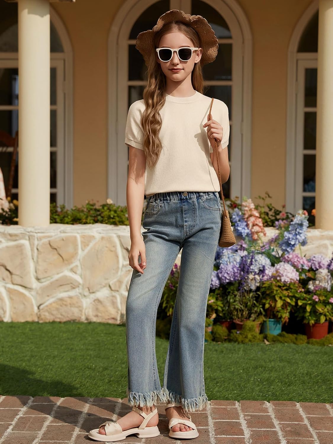 ZDC Short Sleeve Sweater for Girls - 2026 Summer Kids Crewneck Knit Lightweight Pullover Tops 5-14 Years - Image 2