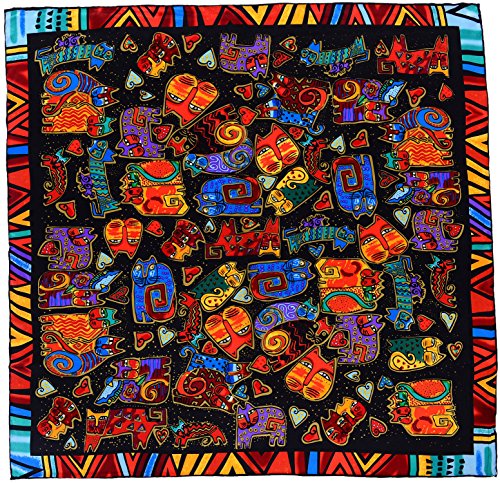 Salutto Women Square Scarf Silk Cartoon Cat Printed Mulberry Silk Scarves #TOP2