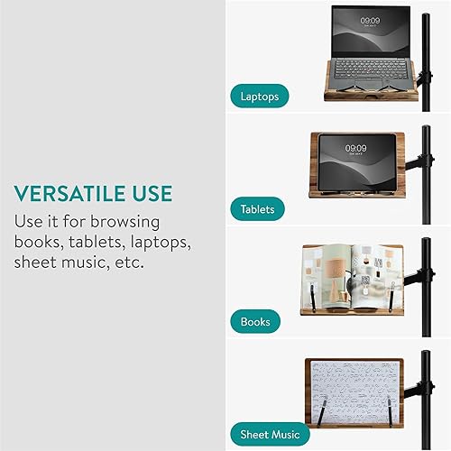 Miniatura 8 de Navaris Soportes para libros con abrazadera - Soporte para libros para lectura - Soporte para libros de madera - Funciona con música, lectores