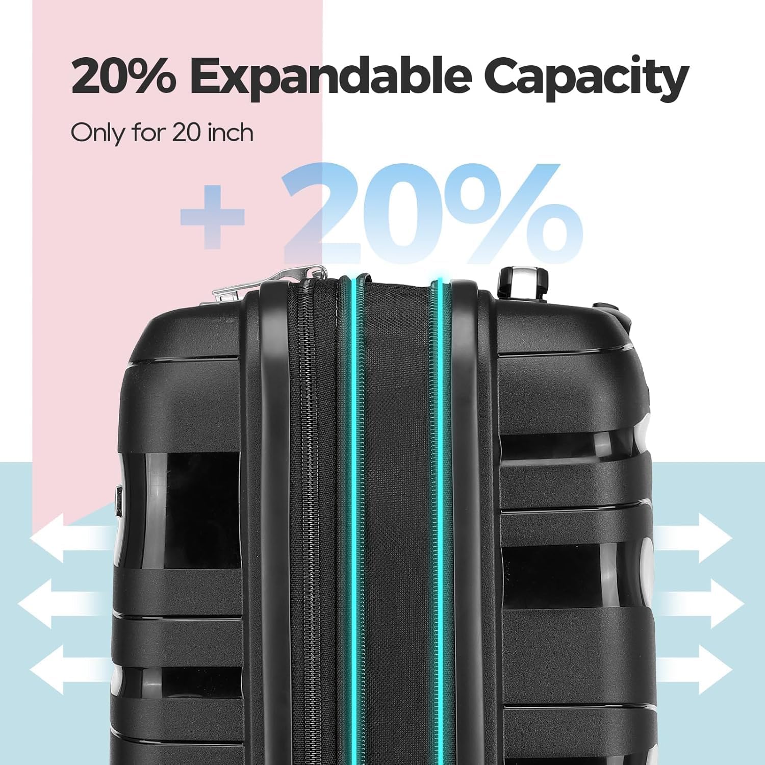 Melalenia Luggage Sets 3 Piece Expandable Suitcase Set, PP Hardshell Suitcase with Spinner Wheels,Lightweight Carry On Luggage with TSA Lock (5 piece set, Black)