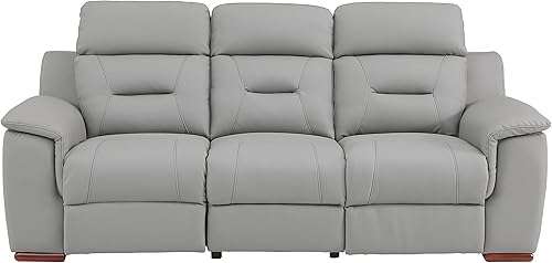 Miniatura 3 de Blackjack Furniture Walker Leather Match - Sofá reclinable tapizado para sala de estar, color gris