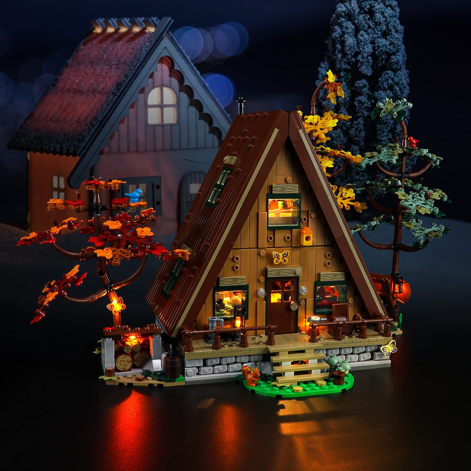 Vaodest LED Light for Lego A-Frame Cabin 21338 Model,Design and Configuration Compatible with Model 21338 (LED Light Only, Not Building Block Kit)