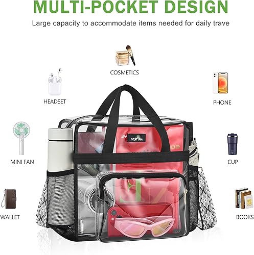 Vista 88 de MAY TREE Bolsa transparente para eventos en estadios de 12 x 6 x 12 pulgadas, bolsa de almuerzo transparente con correas reforzadas para trabajo