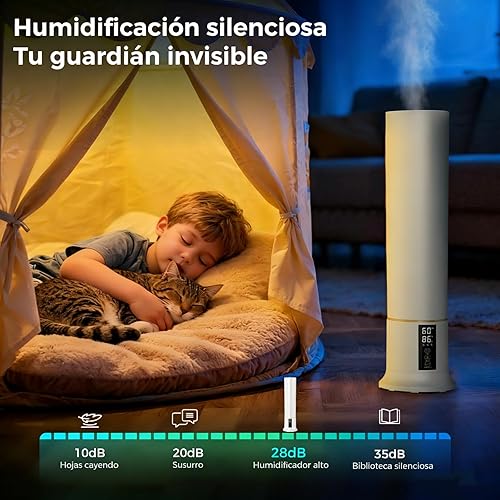 Miniatura 4 de Abolee Humidificadores para dormitorio de 9 litros con difusor de aceite esencial, humidificador de habitación grande, humidificador de aire