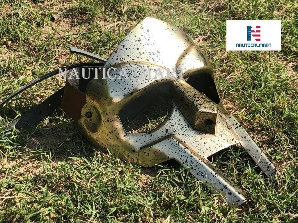 NauticalMart Steel Gladiator Hand Made Helmet Roman Forged Armor MF Doom Rapper - Brass