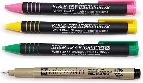 G.T. Luscombe Company, Inc. Kit de estudio de revestimiento seco para la Biblia, seguro para la Biblia, tinta pigmentada sin sangrado, sin manchas