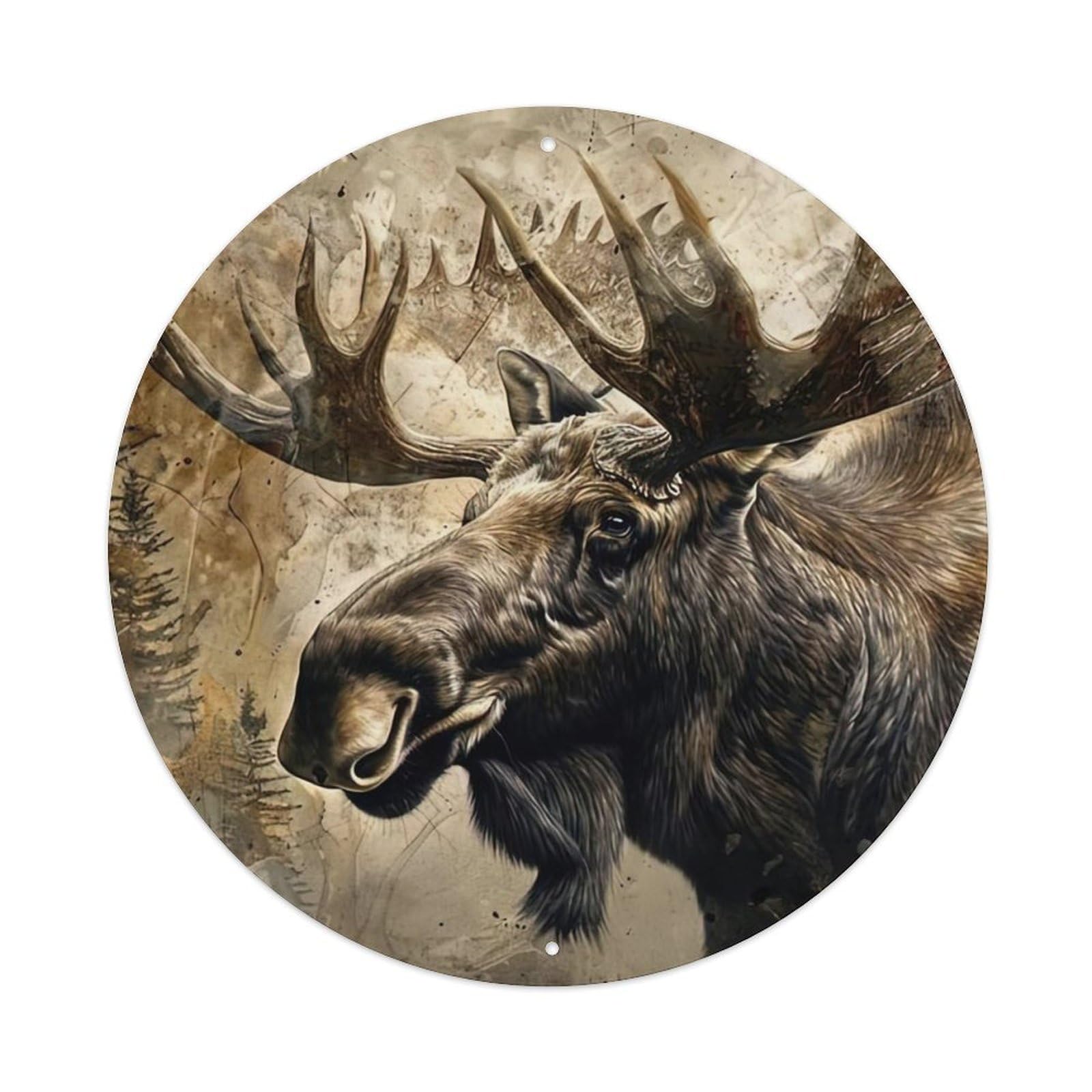 Animal Elk in The Forest Metal Tin Sign