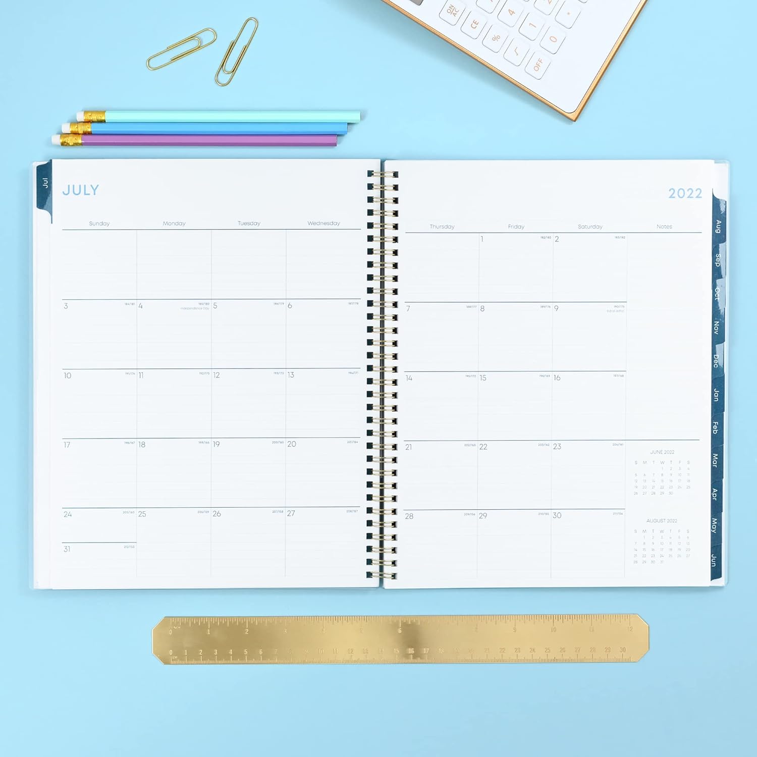 Blue Sky 2022-2023 Academic Year Weekly & Monthly Planner, 8.5" x 11", Frosted Flexible Cover, Wirebound, Gemma (118177-A23) : Everything Else