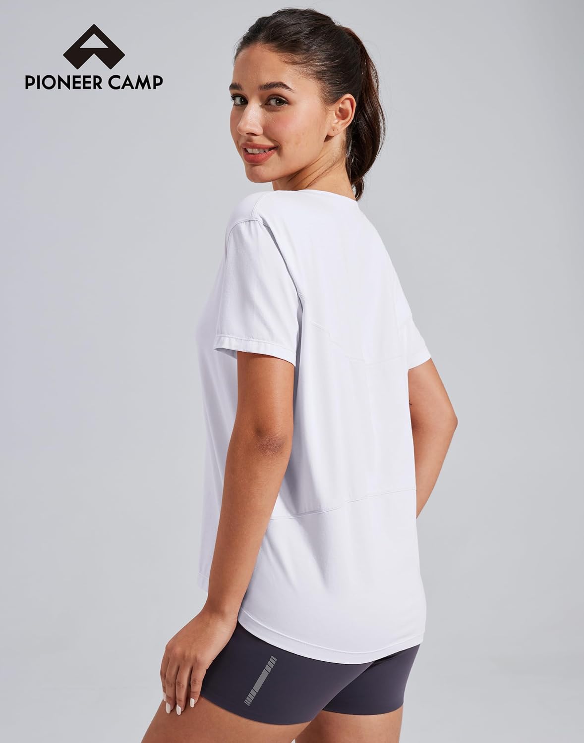 Pioneer Camp Women's Bamboo Viscose Short Sleeve Shirt Neck Loose Fit Workout T-Shirt Gym Athletic Casual Tops - Image 2