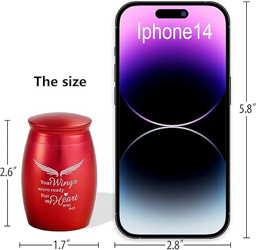 Miniatura 2 de Urnas pequeñas rojas para cenizas humanas, 2.7 x 1.7 pulgadas, mini urnas decorativas de recuerdo para cenizas humanas, mujeres adultasmadres con