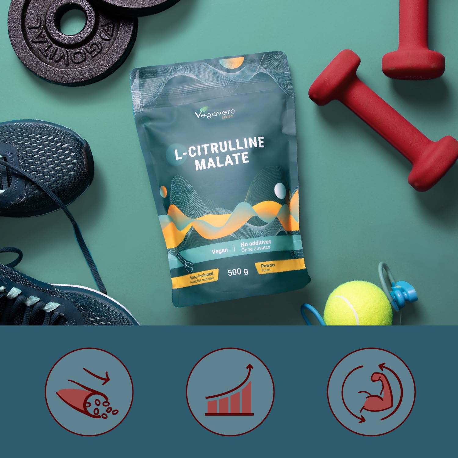 L-Citrulline Malate 2:1 | 500g Poudre | 100% Pure & Sans Additif | Pre Workout Vegan & Endurance | Vegavero®