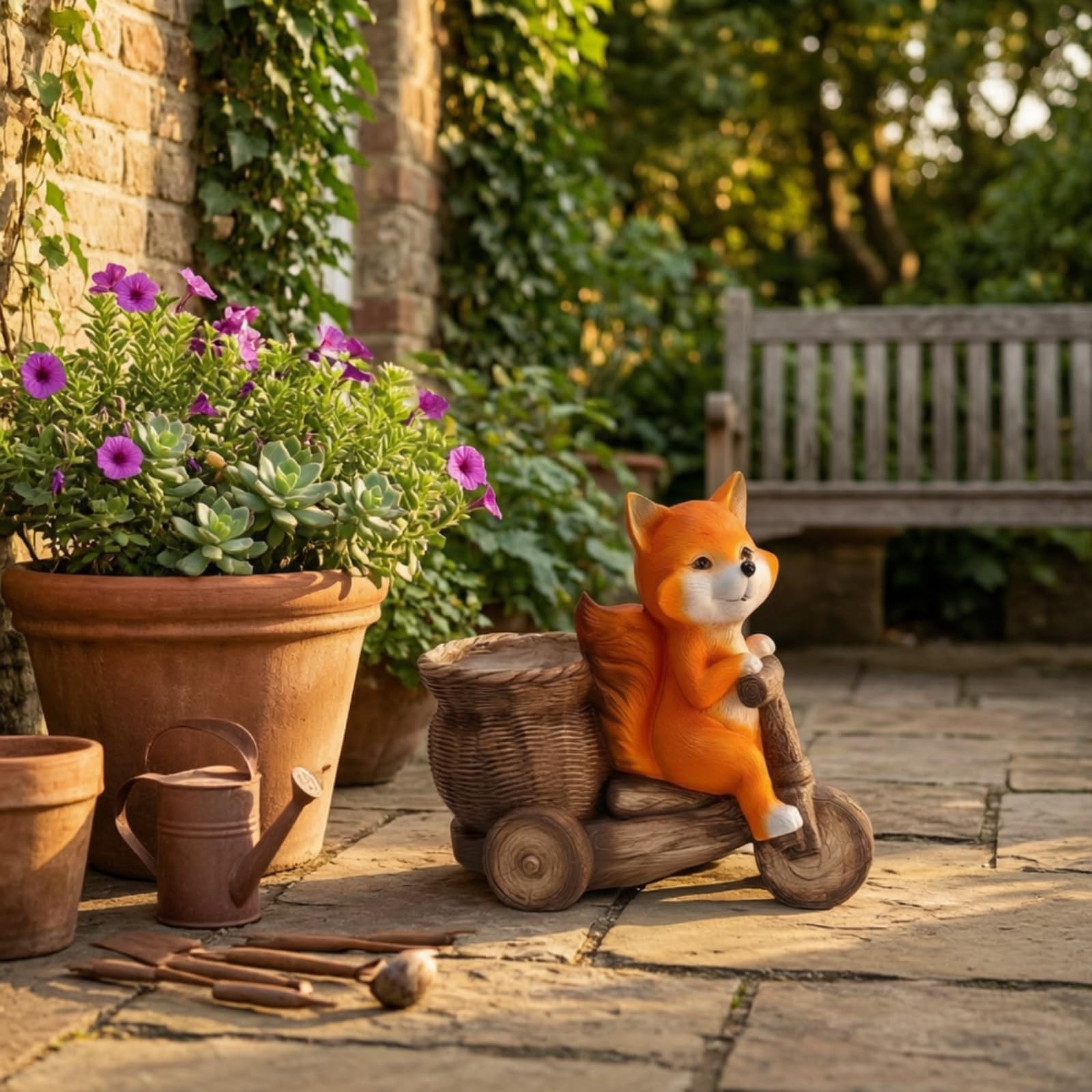Pflanztopf mit Dreirad rustikal Figur-Blumentopf trendig Gartendeko für Gartenliebhaber, Balkon