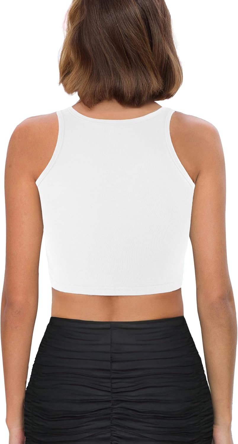 MANER Women's Contrast Sequin Crop Top Sparkle Club Tank Sleeveless Night Out Party Tops - Image 2