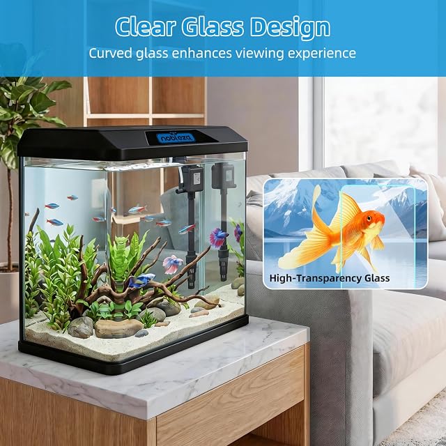 Foto 5 de 7 de Nobleza Acuario Cristal 54L con Filtro y Luz LED Kit Iniciación Negro