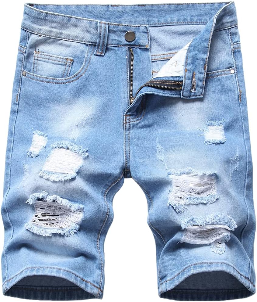 CHOINANALCMen's Denim Shorts, Classic Ripped Short Jeans for Men