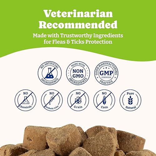Flea & Tick Prevention for Dogs Chewables, Natural Dog Flea and Tick Control Treatment, Oral Flea Pills, Dogs Supplement, Natural Shield 5-in-1 Protection, Beef & Carrot Flavor, 180 Soft Chews(Bacon & Sweet Potato,180 Count (Pack of 1))