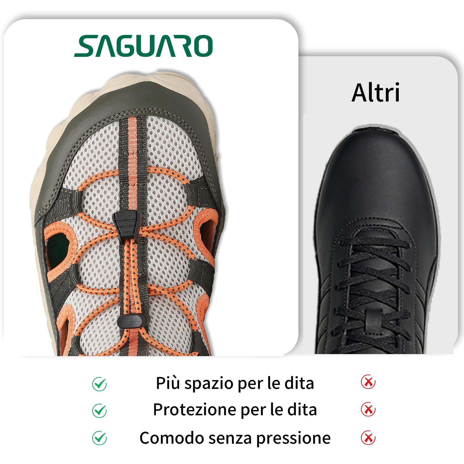 SAGUARO Unisex Sandali da Trekking Antiscivolo Estivi con Wide Toe Box e Suola a Zero Drop, Gr.36-48