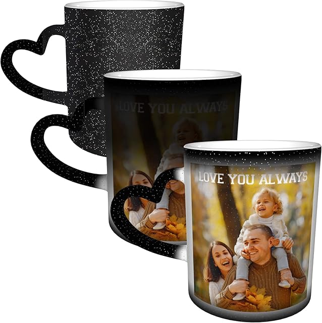 Naispanda Personalised Photo Magic Mug,Custom Picture Text Mugs Magic Heat Sensitive Color Changing Coffee Mug Milk Tea Cup Customised Original Gifts For Family Lovers Friends Couple - Black