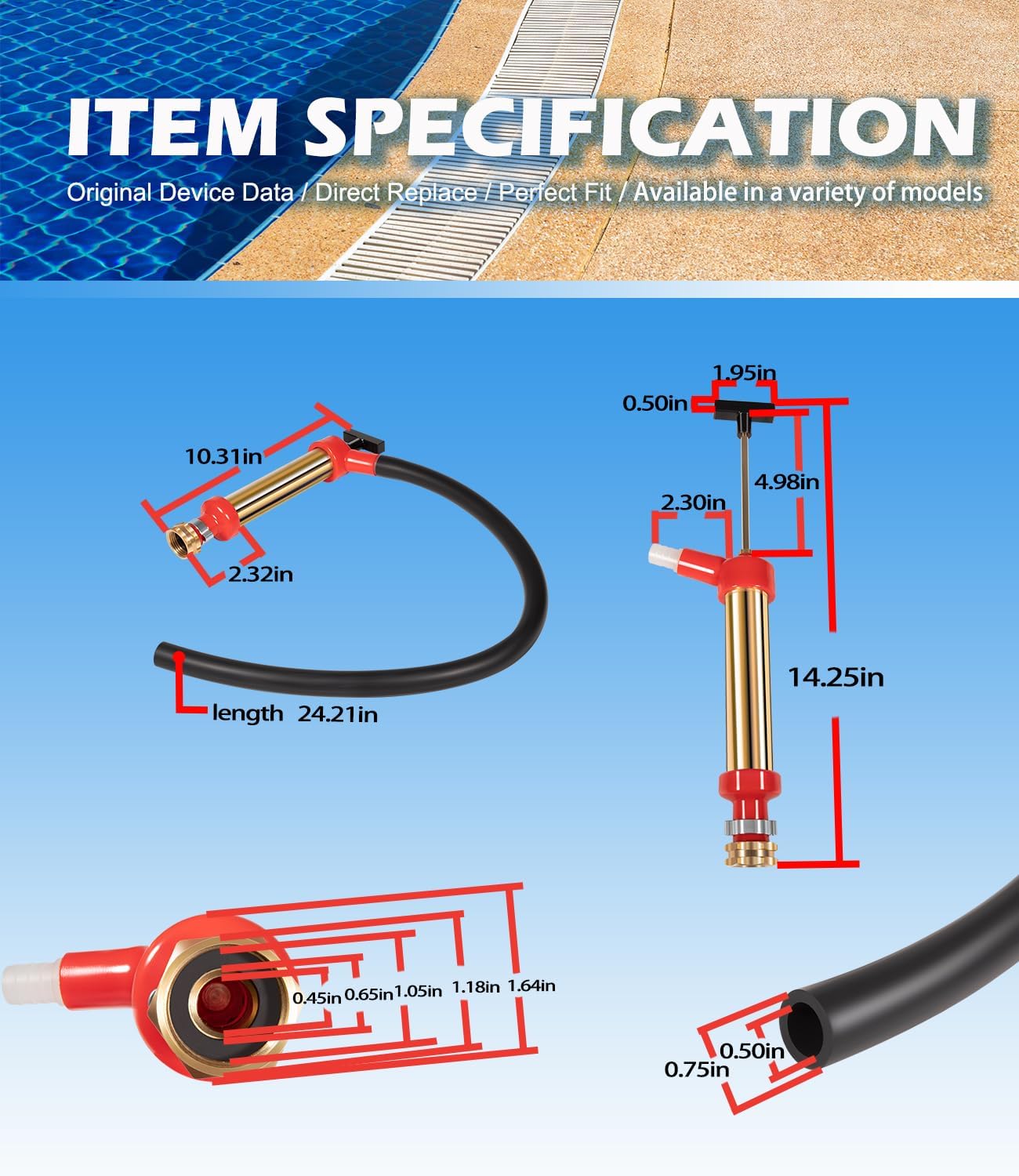Yoursme 34060-0130 Marine Engine Oil Drain Hand Pump Boat Oil Change Pump Fits for OMC, Mercruiser, Brass,10.25" Long, 1.25" Diameter
