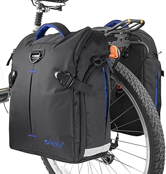 Amazon Bv ビーブイ 自転車 パニアバッグ サイドバッグ 左右セット 大容量 リアバッグ ショルダーストラップとレインカバー付き 通勤 通学 Bv サイドバッグ リアバッグ