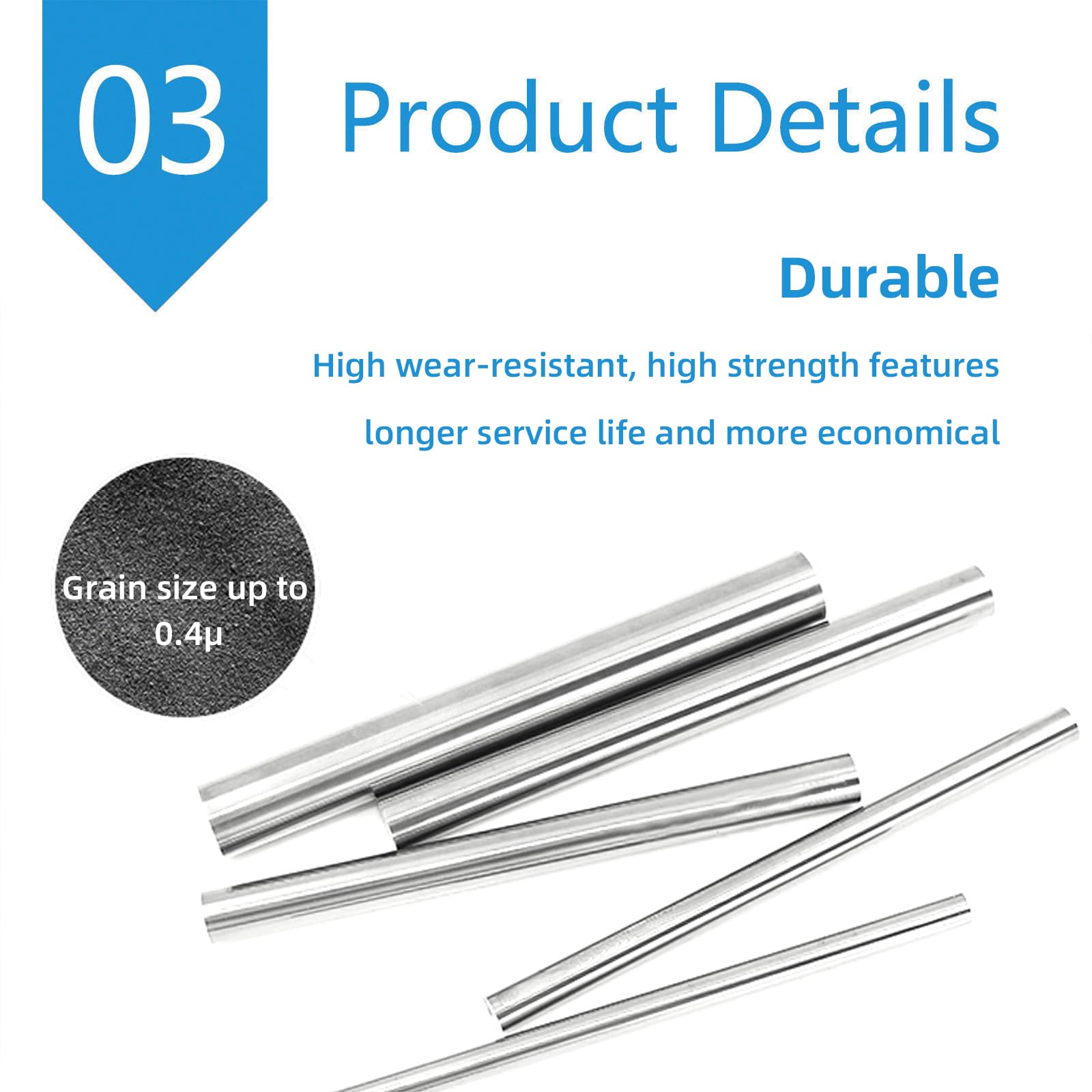 Barra tonda in carburo di tungsteno YG8 diametro 3 mm lunghezza 150 mm per lavorazioni meccaniche di precisione