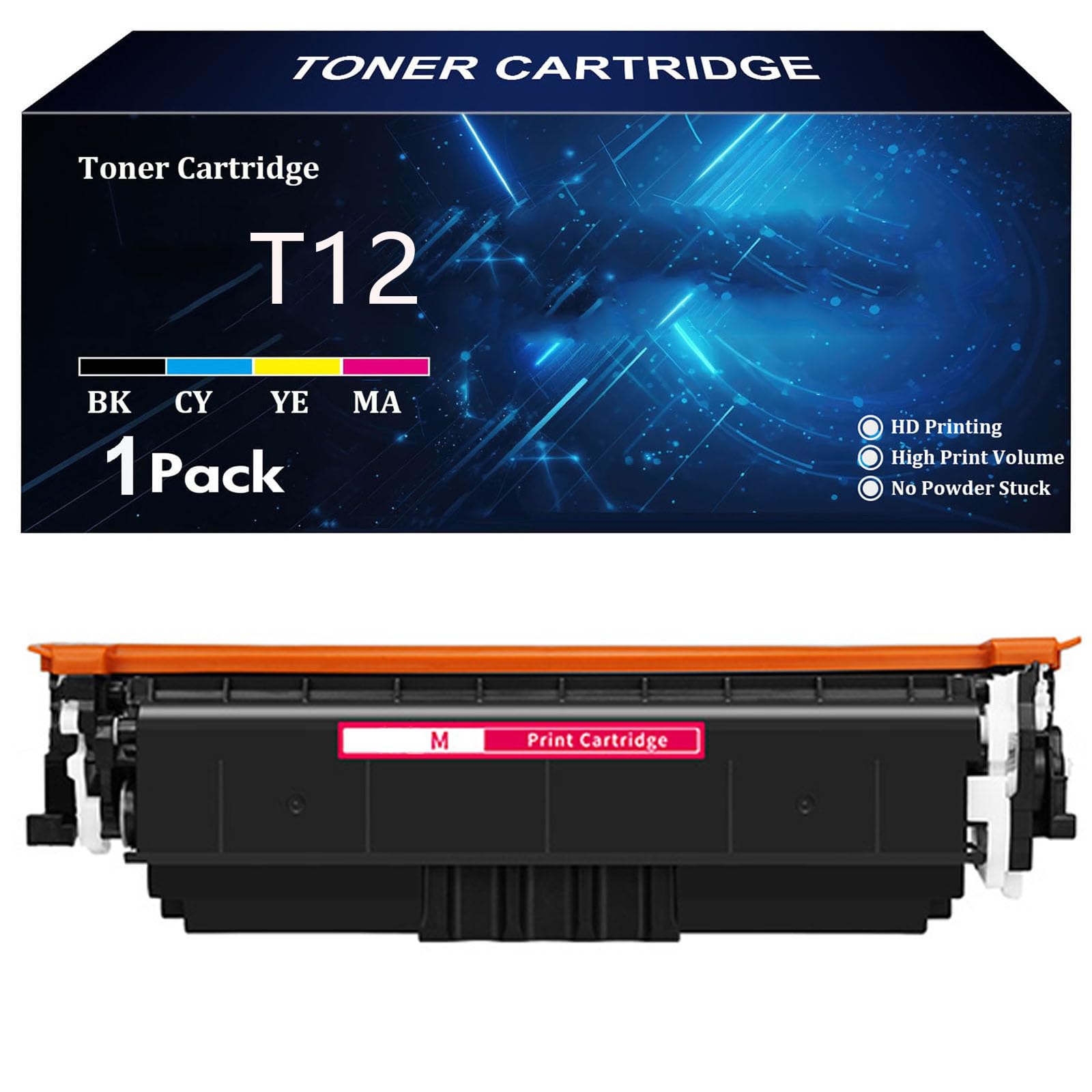 T12 Cartouche de Toner pour Canon T12 T12BK T12C T12M T12Y Compatible pour Canon I SENSYS XC1333i C1333iF C1333P Imprimante avec Puce,Magenta-1 Pack