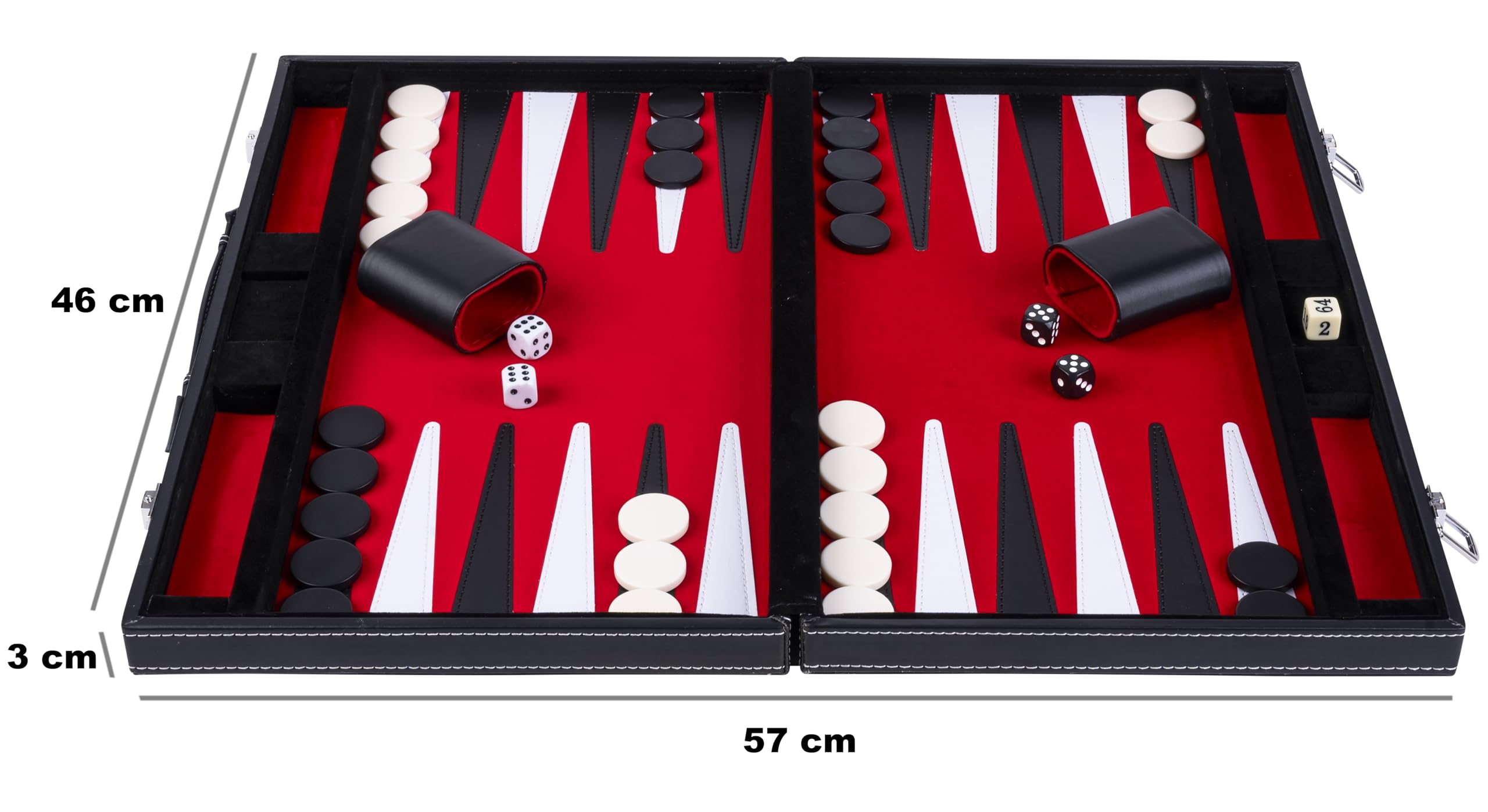 Engelhart – 250519 – Backgammon 18” – czerwono-czarny – plansza pikowana – czarne etui – gra strategiczna – od 6 lat