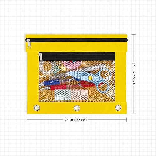 Miniatura 8 de 20 bolsas para lápices para carpetas de 3 anillas, color azul cielo, con cremallera, bolsa de 3 anillos para lápices para aula, bolsas a granel para