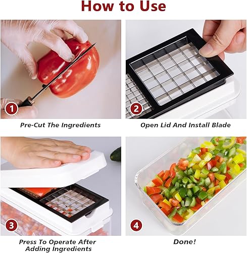 Miniatura 6 de Picador de verduras, picador de cebolla, rebanador de mandolina, picador de alimentos con recipiente, cortador de verduras para ensalada, papa,